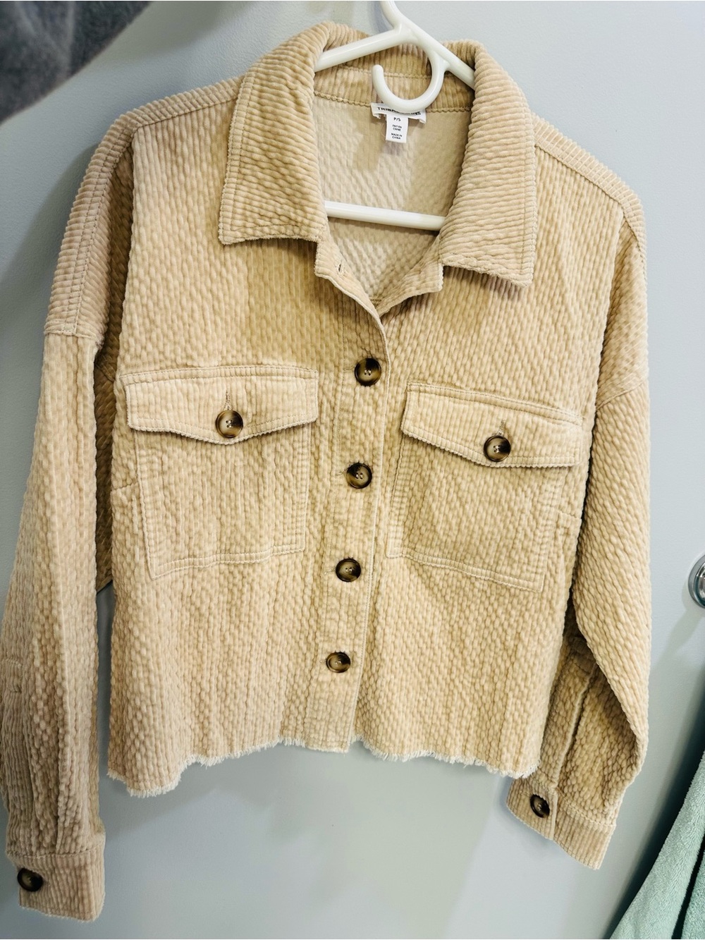 Tribal Jeans Cropped Boxy Cream Corduroy Jacket Small NWOT